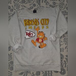 Vintage 1994 Kansas City Chiefs Garfield Pullover Sweatshirt Large READ